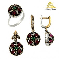 Gümüş Otantik Taşlı Set